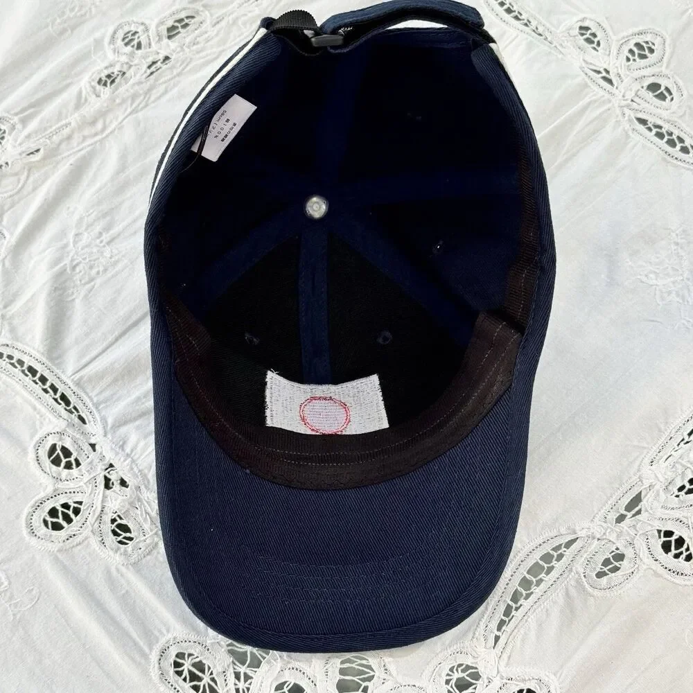 Japanese Flag Logo Baseball Cap Navy Blue w/White Trim Cotton Adjustable 58cm